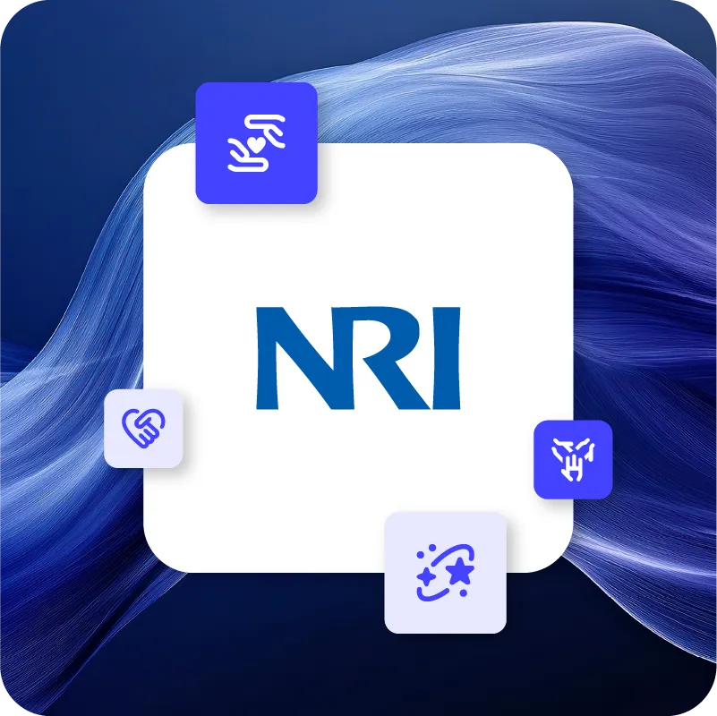 NRI logo displayed prominently on a vibrant, colorful background