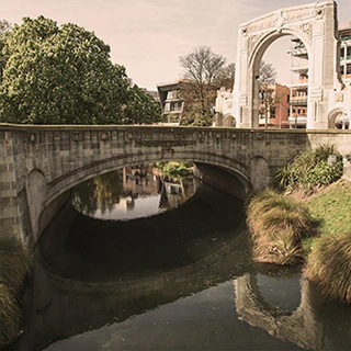 Bridge of Remembrance in Christchurch, NZ