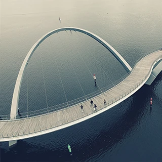 Elizabeth Quay pedestrian bridge in Perth, AU